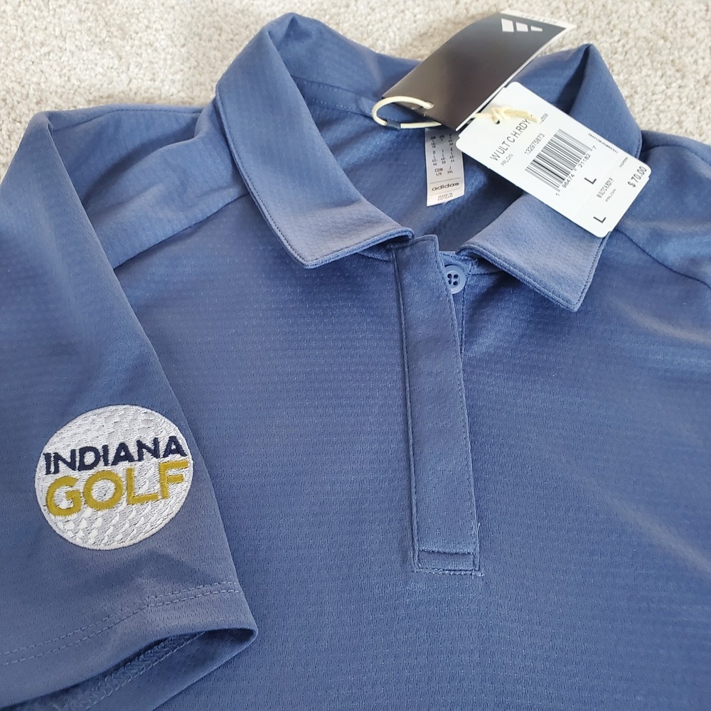 Adidas Women's Polo Shirt Size Large Blue Indiana Golf Patch Short Sleeve NWTGS
